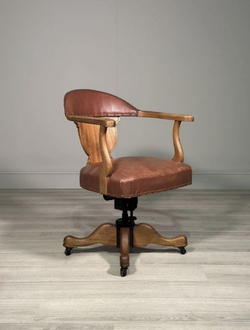 art deco leather desk chair - CATEGORY: ANTIQUE CHAIRS - DATED 1930