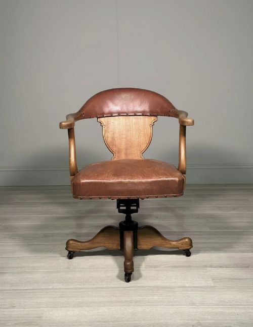 ART DECO LEATHER DESK CHAIR - ADDITIONAL PHOTO 1