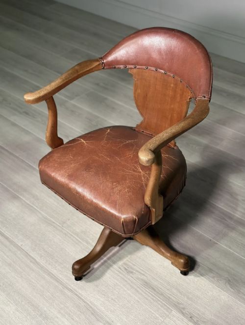 ART DECO LEATHER DESK CHAIR - ADDITIONAL PHOTO 2