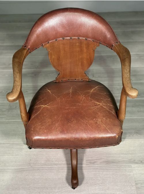 ART DECO LEATHER DESK CHAIR - ADDITIONAL PHOTO 3