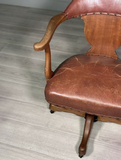 ART DECO LEATHER DESK CHAIR - ADDITIONAL PHOTO 5