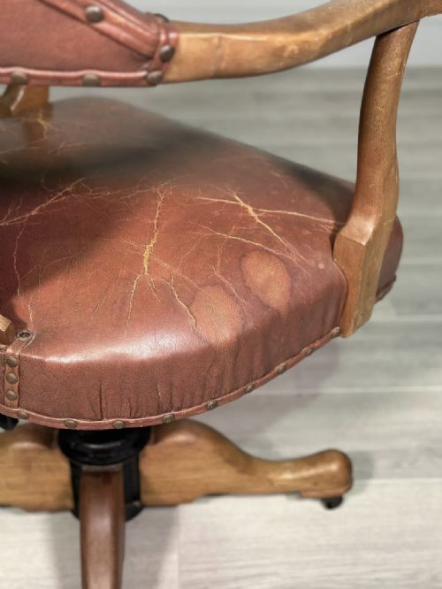 ART DECO LEATHER DESK CHAIR - ADDITIONAL PHOTO 11