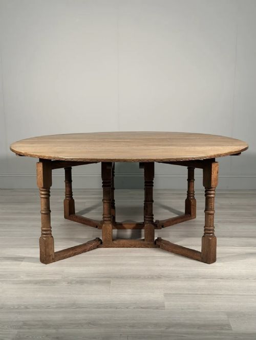 large arts and crafts cotswold school double gate leg oak table - CATEGORY: ANTIQUE TABLES - DATED 1920