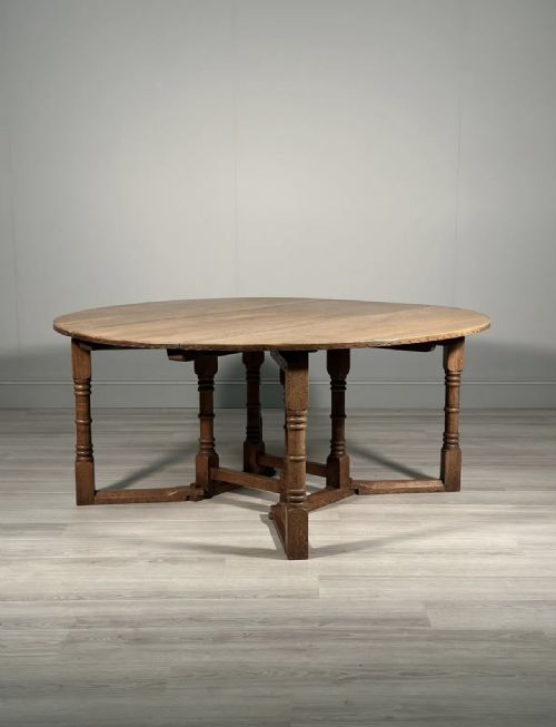 LARGE ARTS AND CRAFTS COTSWOLD SCHOOL DOUBLE GATE LEG OAK TABLE - ADDITIONAL PHOTO 6