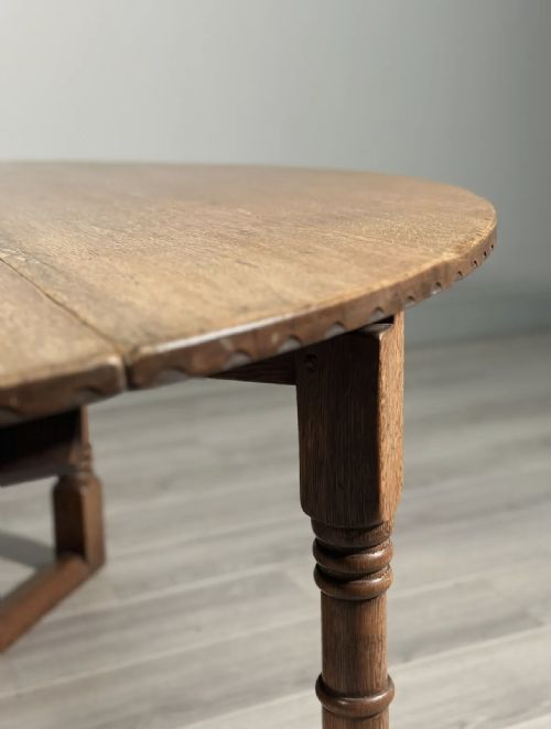 LARGE ARTS AND CRAFTS COTSWOLD SCHOOL DOUBLE GATE LEG OAK TABLE - ADDITIONAL PHOTO 8