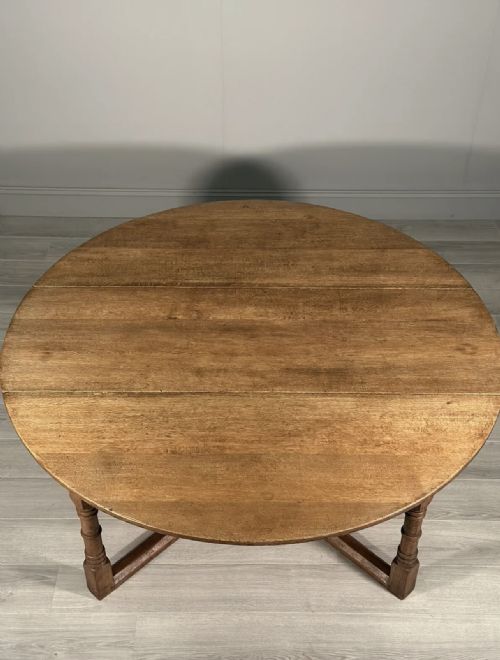 LARGE ARTS AND CRAFTS COTSWOLD SCHOOL DOUBLE GATE LEG OAK TABLE - ADDITIONAL PHOTO 9