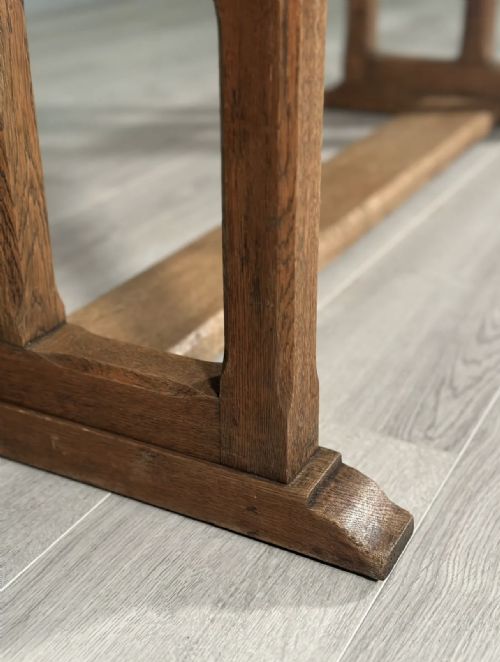 ARTS AND CRAFTS COTSWOLD SCHOOL OAK REFECTORY TABLE - ADDITIONAL PHOTO 2