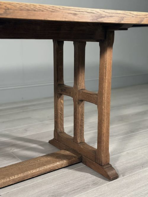ARTS AND CRAFTS COTSWOLD SCHOOL OAK REFECTORY TABLE - ADDITIONAL PHOTO 3