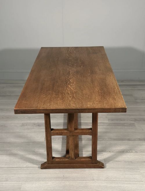 ARTS AND CRAFTS COTSWOLD SCHOOL OAK REFECTORY TABLE - ADDITIONAL PHOTO 5