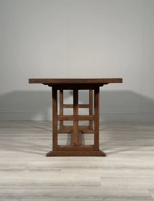 ARTS AND CRAFTS COTSWOLD SCHOOL OAK REFECTORY TABLE - ADDITIONAL PHOTO 6