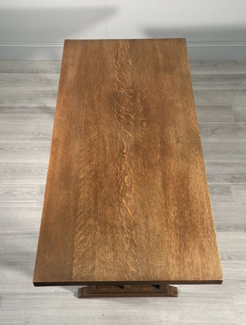 ARTS AND CRAFTS COTSWOLD SCHOOL OAK REFECTORY TABLE - ADDITIONAL PHOTO 7
