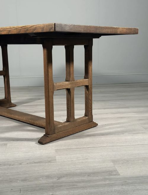 ARTS AND CRAFTS COTSWOLD SCHOOL OAK REFECTORY TABLE - ADDITIONAL PHOTO 9