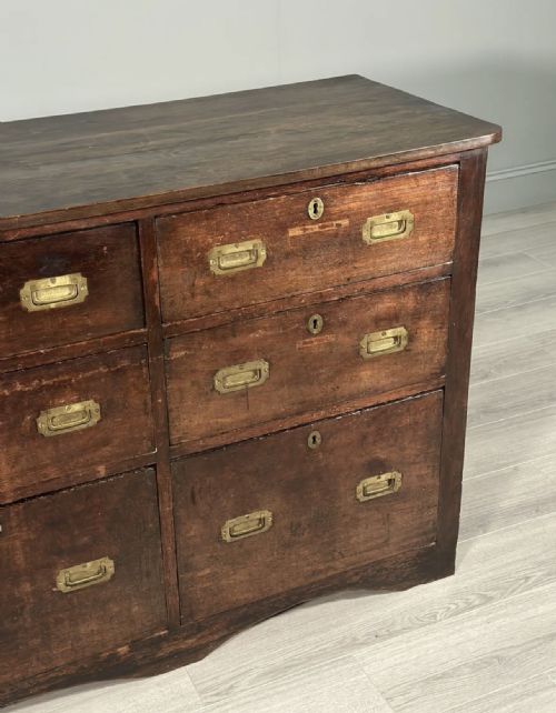 19TH CENTURY OAK BANK OF DRAWERS - ADDITIONAL PHOTO 2