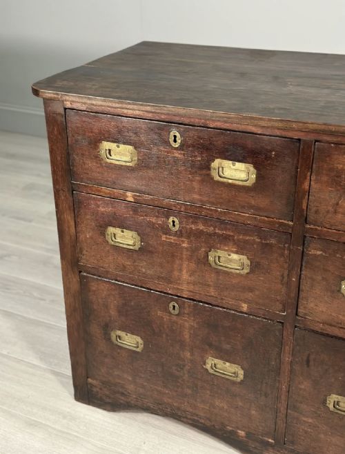 19TH CENTURY OAK BANK OF DRAWERS - ADDITIONAL PHOTO 4