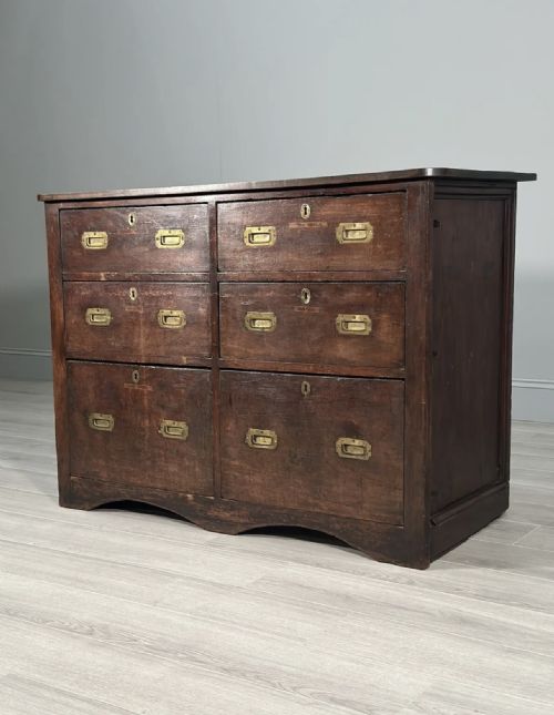 19TH CENTURY OAK BANK OF DRAWERS - ADDITIONAL PHOTO 7
