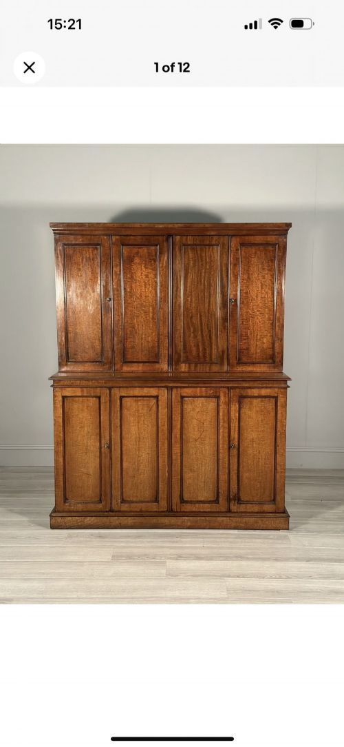 19th Century Figured Mahogany Housekeeper Cupboard