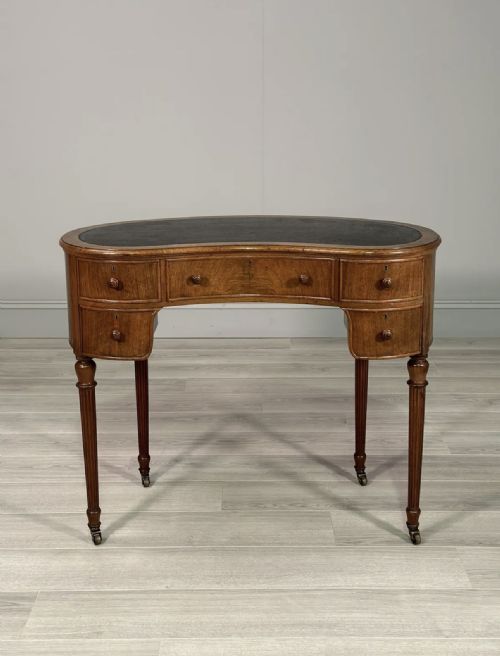 edwardian mahogany kidney shaped desk - CATEGORY: ANTIQUE DESKS - DATED EDWARDIAN
