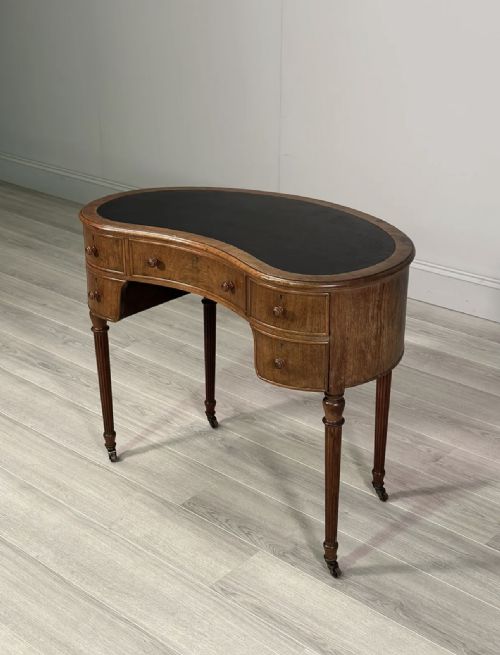 EDWARDIAN MAHOGANY KIDNEY SHAPED DESK - ADDITIONAL PHOTO 3