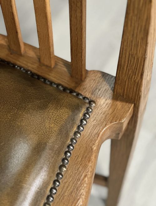 EDWARDIAN OAK AND LEATHER DESK CHAIR - ADDITIONAL PHOTO 4