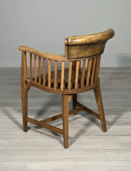 EDWARDIAN OAK AND LEATHER DESK CHAIR - ADDITIONAL PHOTO 7