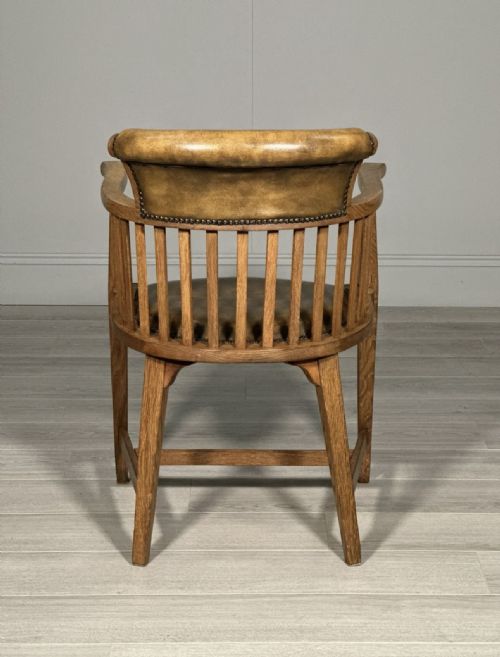 EDWARDIAN OAK AND LEATHER DESK CHAIR - ADDITIONAL PHOTO 8