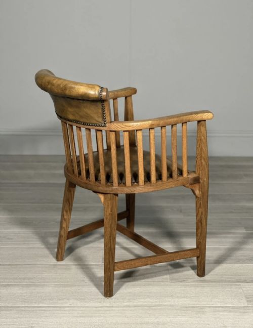 EDWARDIAN OAK AND LEATHER DESK CHAIR - ADDITIONAL PHOTO 9