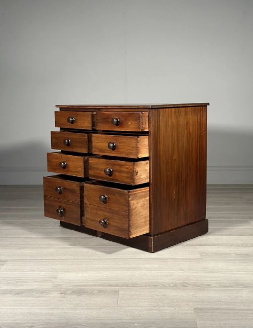 ANTIQUE MAHOGANY BANK OF DRAWERS - ADDITIONAL PHOTO 1