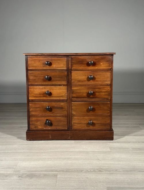 ANTIQUE MAHOGANY BANK OF DRAWERS - ADDITIONAL PHOTO 3