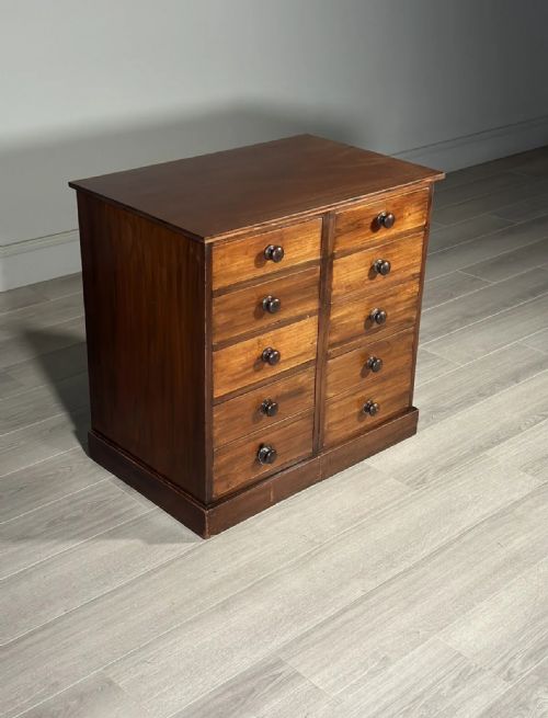 ANTIQUE MAHOGANY BANK OF DRAWERS - ADDITIONAL PHOTO 6