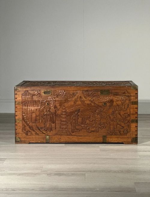 ANTIQUE CHINESE CAMPHOR WOOD CAMPAIGN CHEST C1920 - ADDITIONAL PHOTO 7