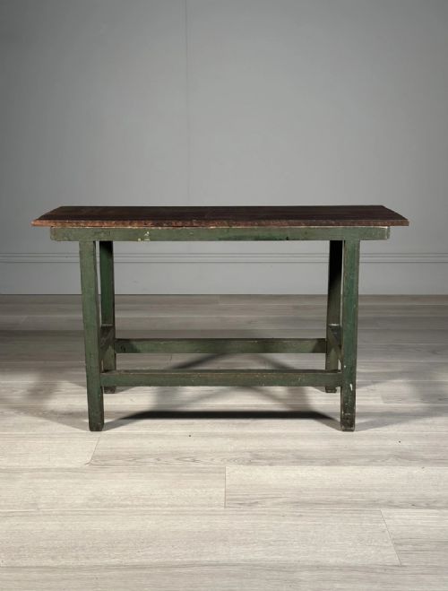ANTIQUE SIDE TABLE IN ORIGINAL GREEN PAINT - ADDITIONAL PHOTO 4