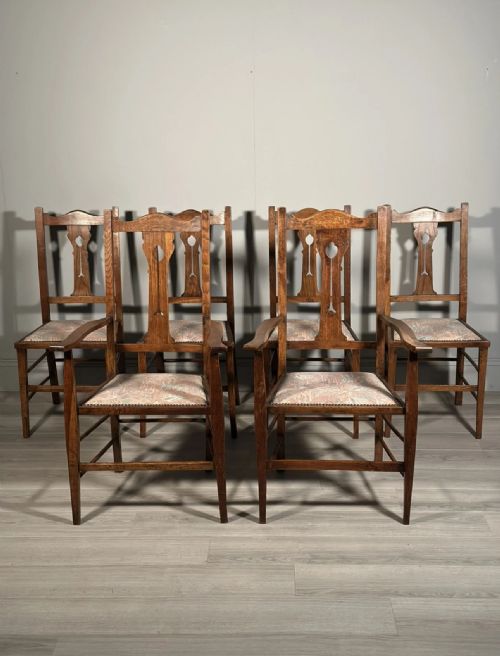 A SET OF SIX PURE ARTS AND CRAFTS OAK DINING CHAIRS - ADDITIONAL PHOTO 7