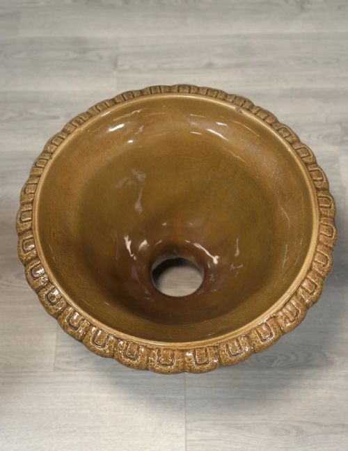 LARGE PAIR OF ANTIQUE SALT GLAZED GARDEN URNS - ADDITIONAL PHOTO 6