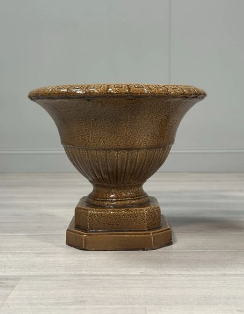 LARGE PAIR OF ANTIQUE SALT GLAZED GARDEN URNS - ADDITIONAL PHOTO 7