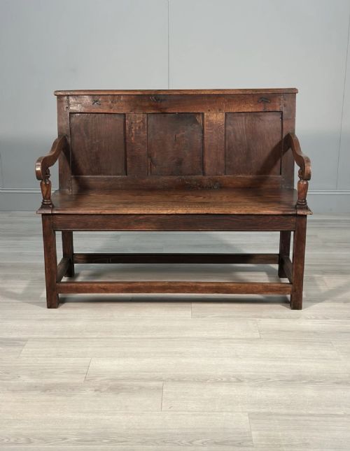 ANTIQUE GEORGIAN OAK SETTLE - ADDITIONAL PHOTO 1