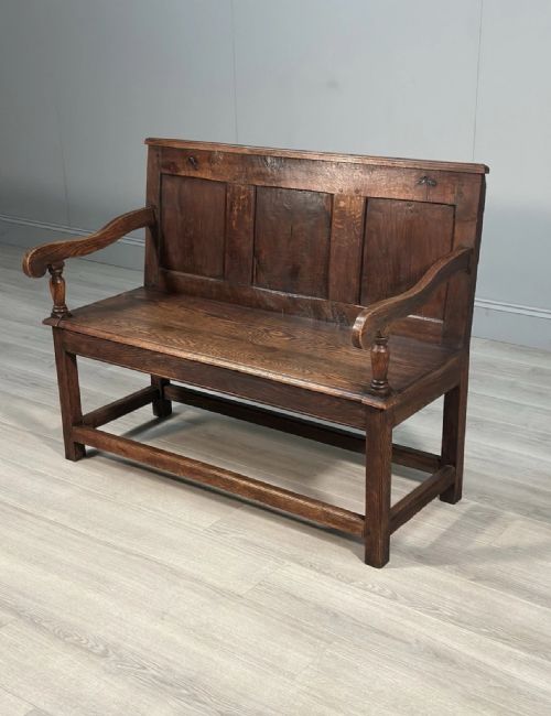 ANTIQUE GEORGIAN OAK SETTLE - ADDITIONAL PHOTO 2