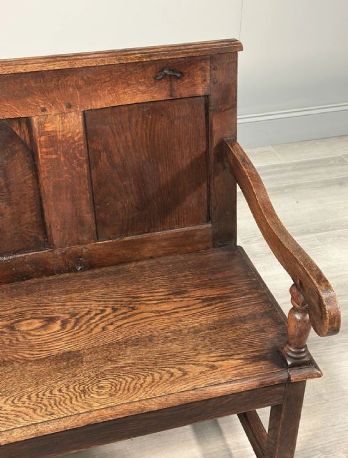 ANTIQUE GEORGIAN OAK SETTLE - ADDITIONAL PHOTO 5