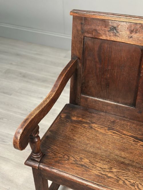 ANTIQUE GEORGIAN OAK SETTLE - ADDITIONAL PHOTO 6