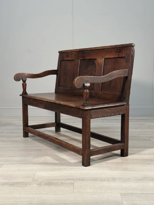 ANTIQUE GEORGIAN OAK SETTLE - ADDITIONAL PHOTO 7