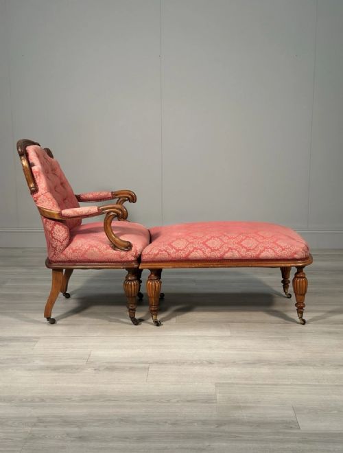 ANTIQUE ARMCHAIR MATCHING FOOTSTOOL - ADDITIONAL PHOTO 5