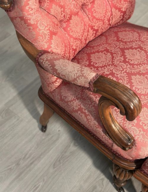 ANTIQUE ARMCHAIR MATCHING FOOTSTOOL - ADDITIONAL PHOTO 8