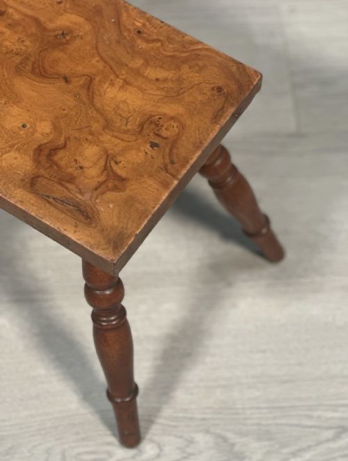 SMALL BURR YEW WOOD STOOL C1880 - ADDITIONAL PHOTO 2