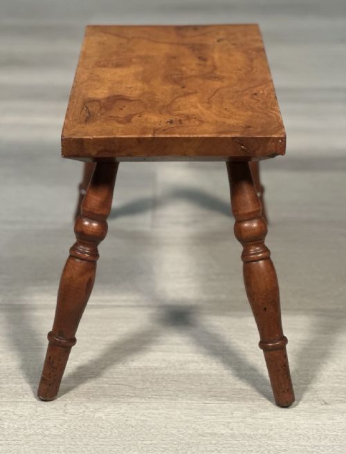 SMALL BURR YEW WOOD STOOL C1880 - ADDITIONAL PHOTO 4