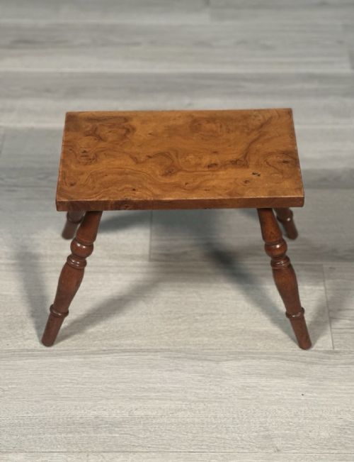 SMALL BURR YEW WOOD STOOL C1880 - ADDITIONAL PHOTO 8