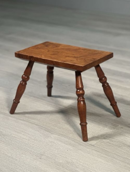 SMALL BURR YEW WOOD STOOL C1880 - ADDITIONAL PHOTO 9