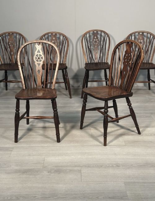 A SET OF 6 19TH CENTURY WHEELBACK DINING CHAIRS - ADDITIONAL PHOTO 5