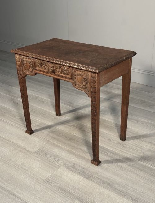 CARVED OAK GREENMAN TABLE C1880 - ADDITIONAL PHOTO 1