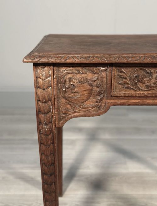 CARVED OAK GREENMAN TABLE C1880 - ADDITIONAL PHOTO 5