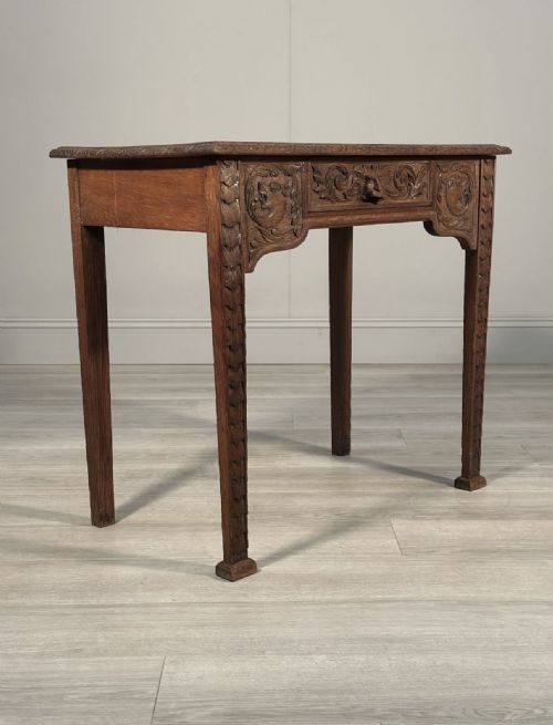 CARVED OAK GREENMAN TABLE C1880 - ADDITIONAL PHOTO 7