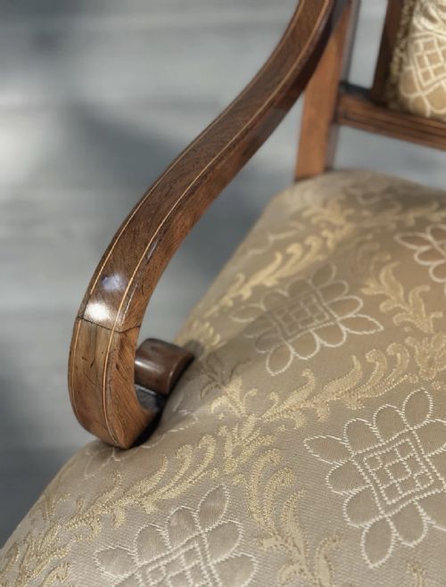 A PAIR OF HIS HERS INLAID ROSEWOOD ARMCHAIRS C1880 - ADDITIONAL PHOTO 3
